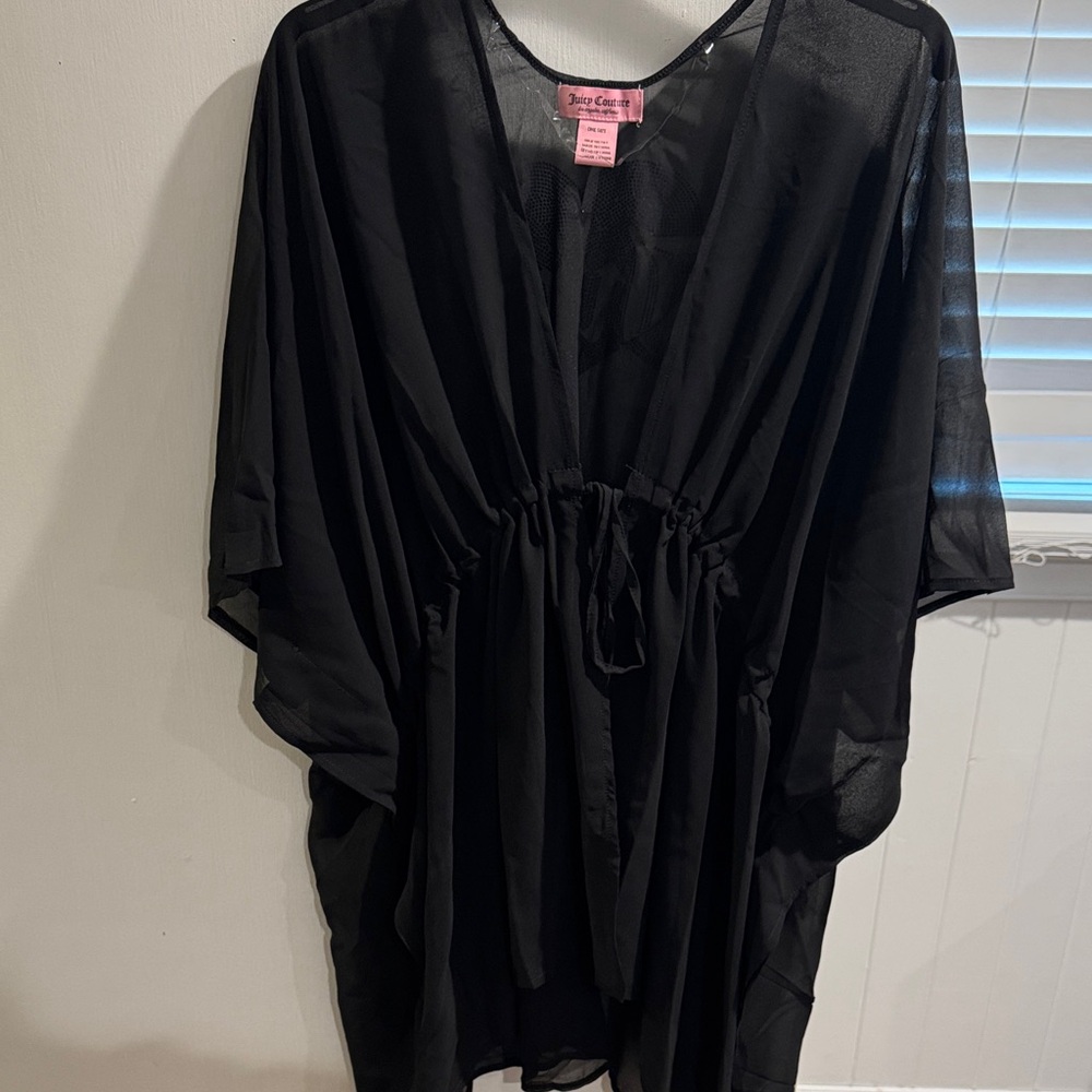 Juicy Couture Black Sheer Swimsuit Cover-Up W/ Sun Hat